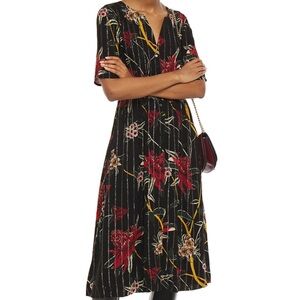 BA&SH Patty Floral Midi Dress In Black Size 1 / Small